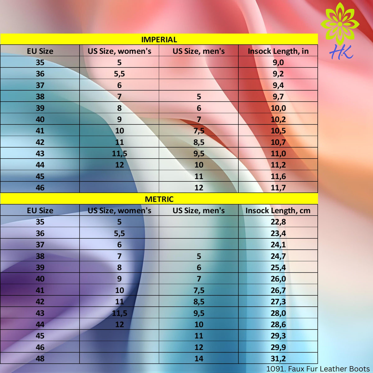 a table with various shoe sizes and insock lengths for both men and women, as well as a separate table with the same information for men's and women's sizes. The table provides the US size and insock length for different shoe sizes, ranging from 35 to 46. The insock length is measured in centimeters. The image does not contain any text that can be described in more detail, and it does not include any visual elements that could be used to describe the image.