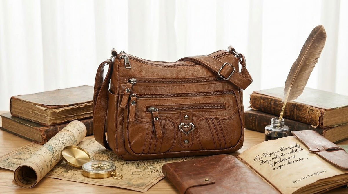 Multi-Pocket-Umhängetasche für Damen, weiches PU-Kunstleder Crossbody