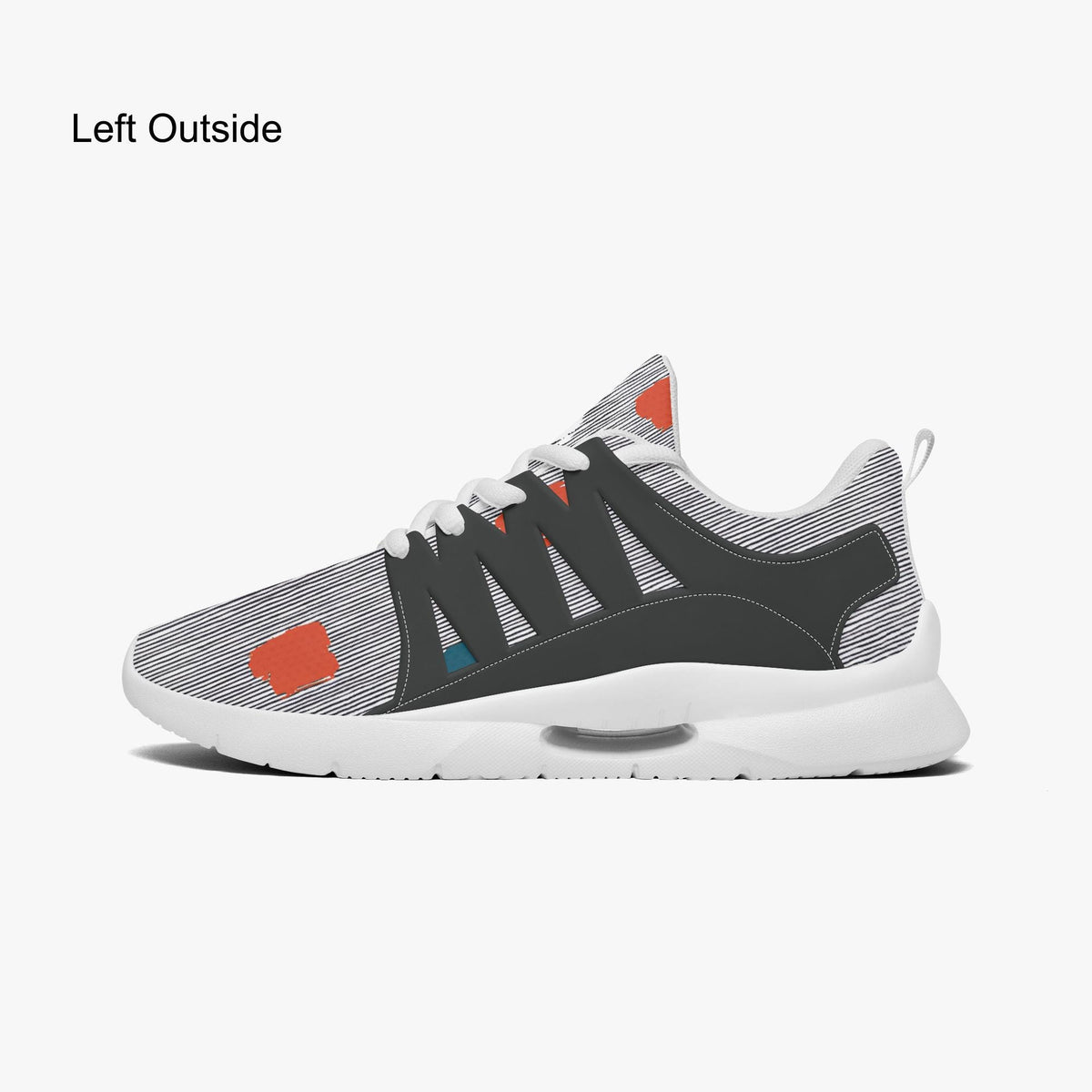 Sneakers unisex grigie a righe gessate con lacci e mesh traspirante