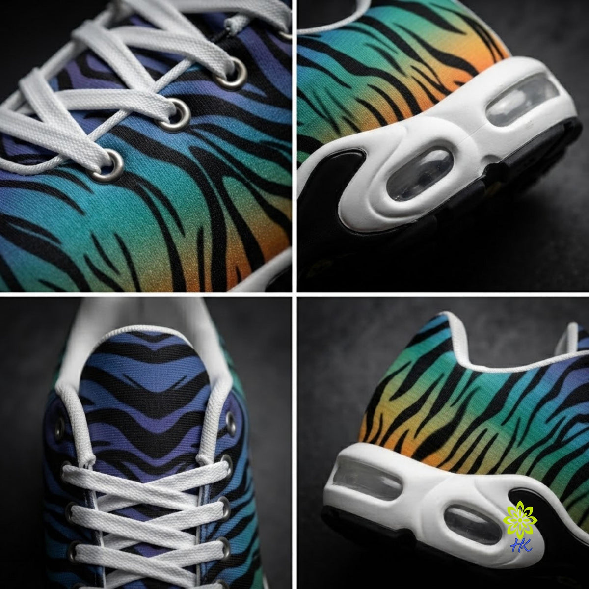 Herrensneaker mit Zebrastreifen und blau-violettem Verlauf