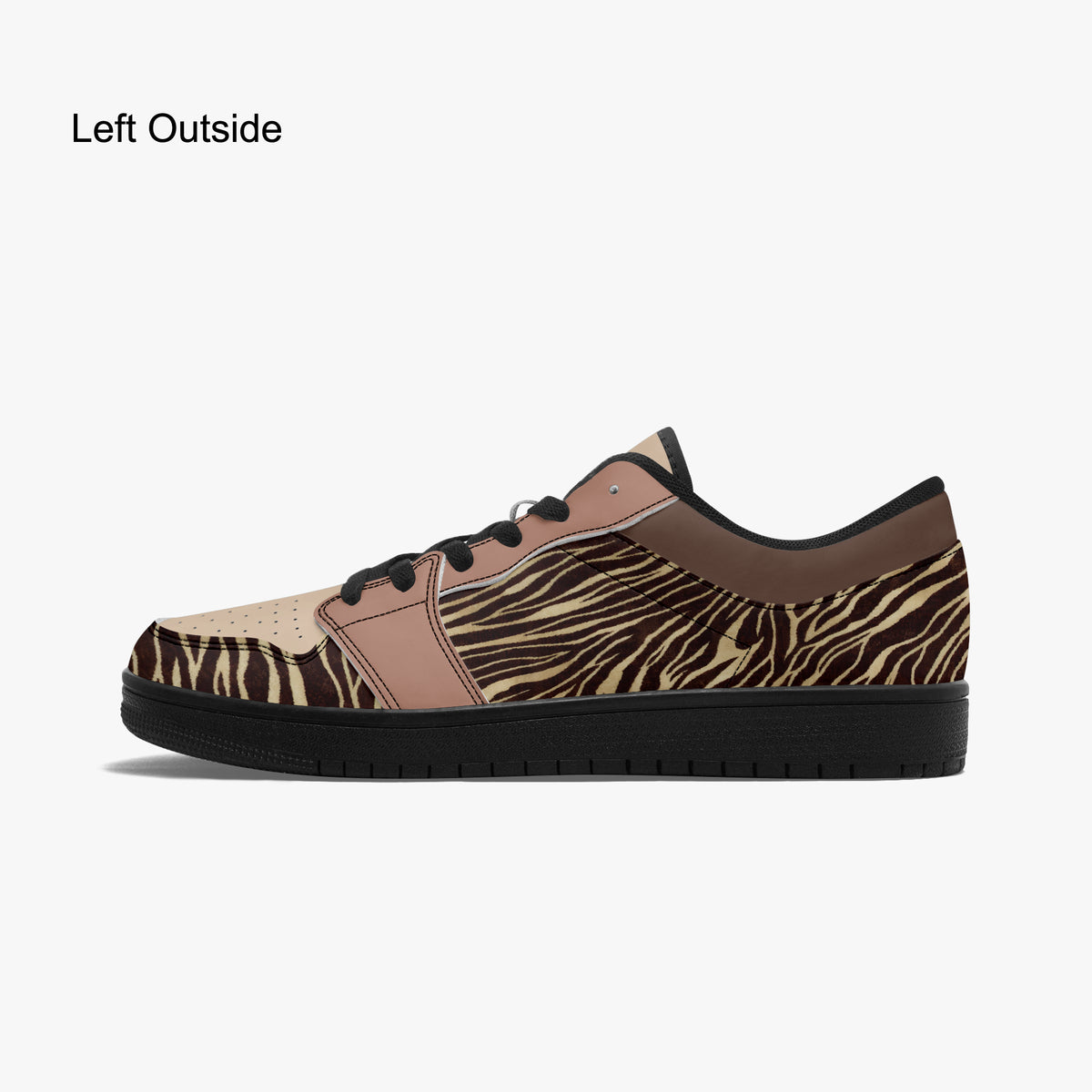 Top-down view of zebra print sneakers