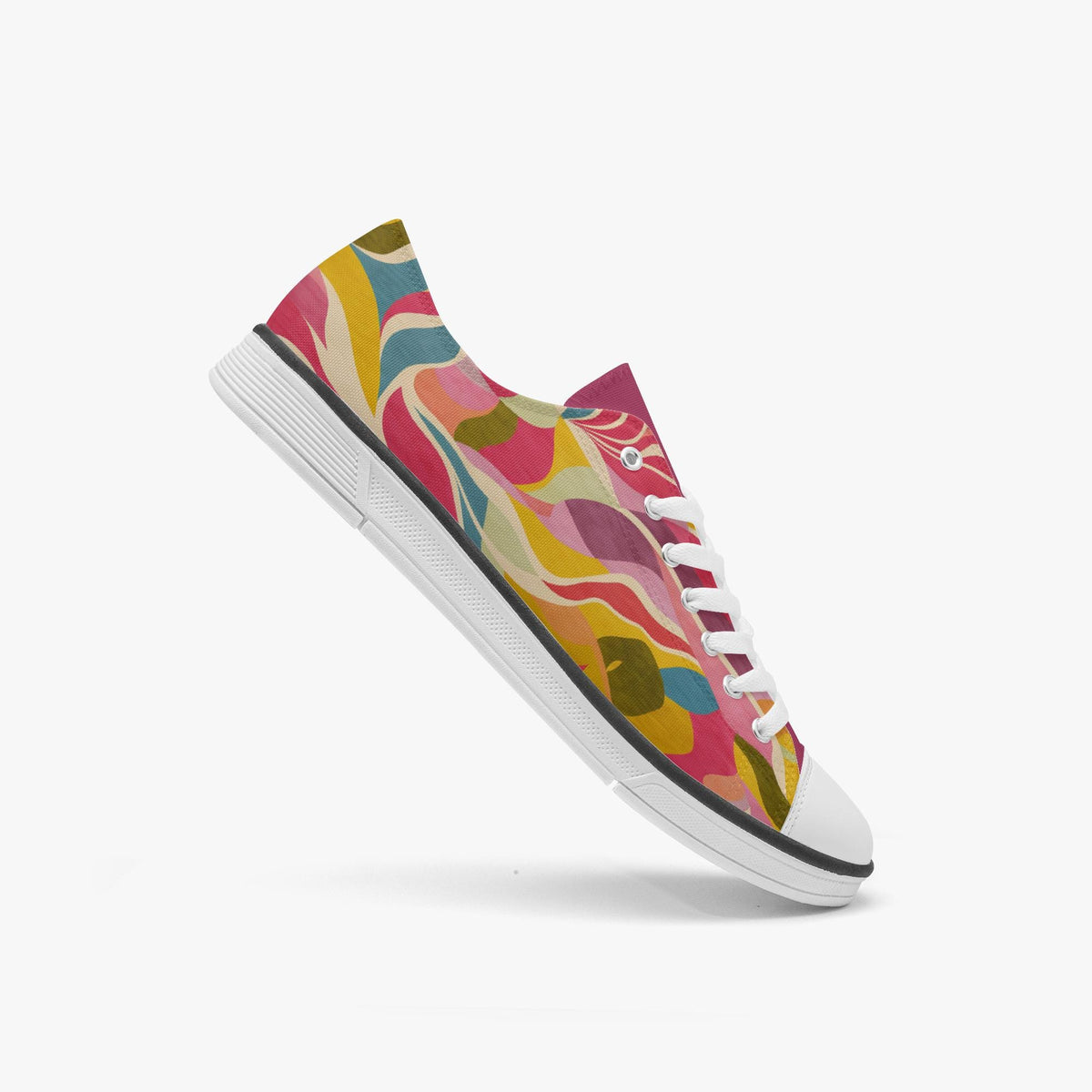 Colorful Abstract Canvas Sneakers – Unisex Low Top Lace-Up Shoes