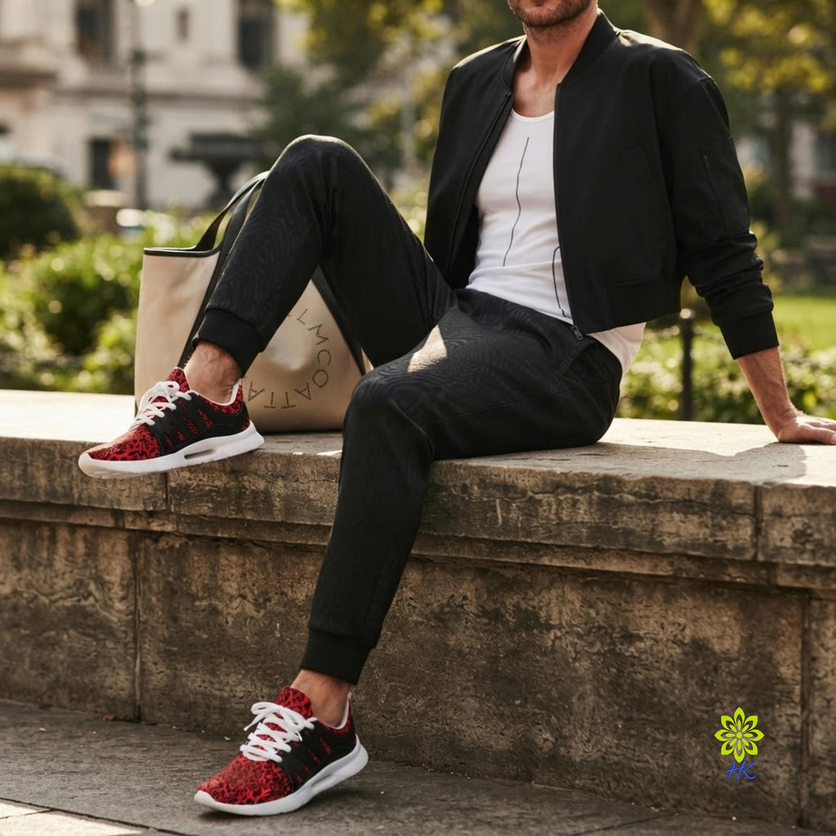 Red Leopard Print Athletic Sneakers – Unisex Chunky Running Style Shoes