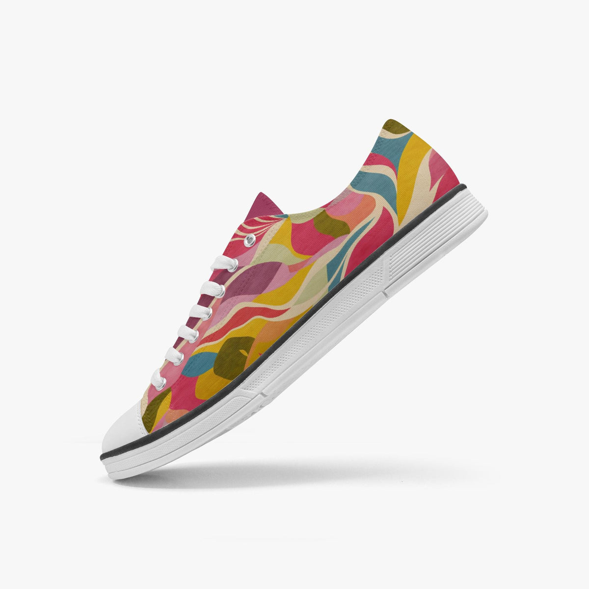 Colorful Abstract Canvas Sneakers – Unisex Low Top Lace-Up Shoes