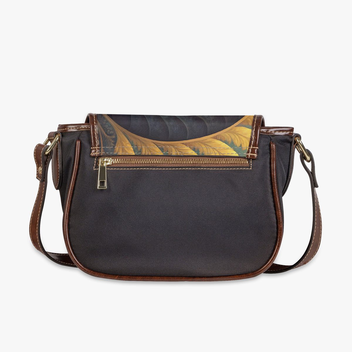 Productfoto van saddle bag schoudertas met maatoverlay