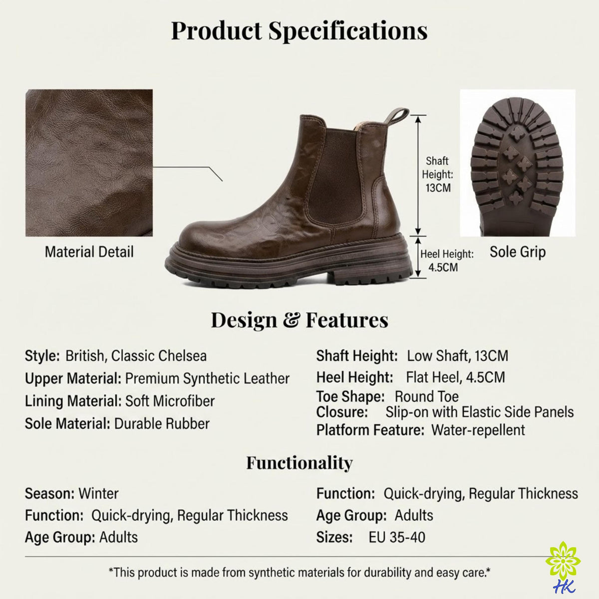 Plateau-Chelsea-Boots für Damen mit Profilsohle und elastischen Seiteneinsätzen