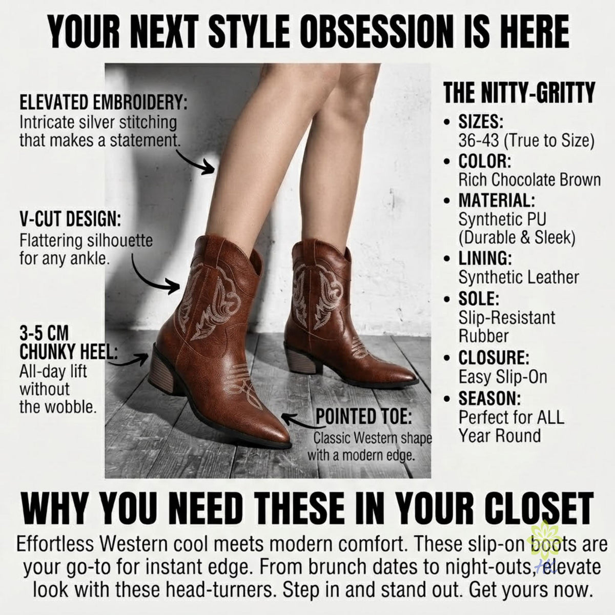 Embroidered Western Cowgirl Boots with Pointed Toe
