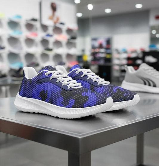 Blue Pixel Camo Unisex Low-Top Running Sneakers