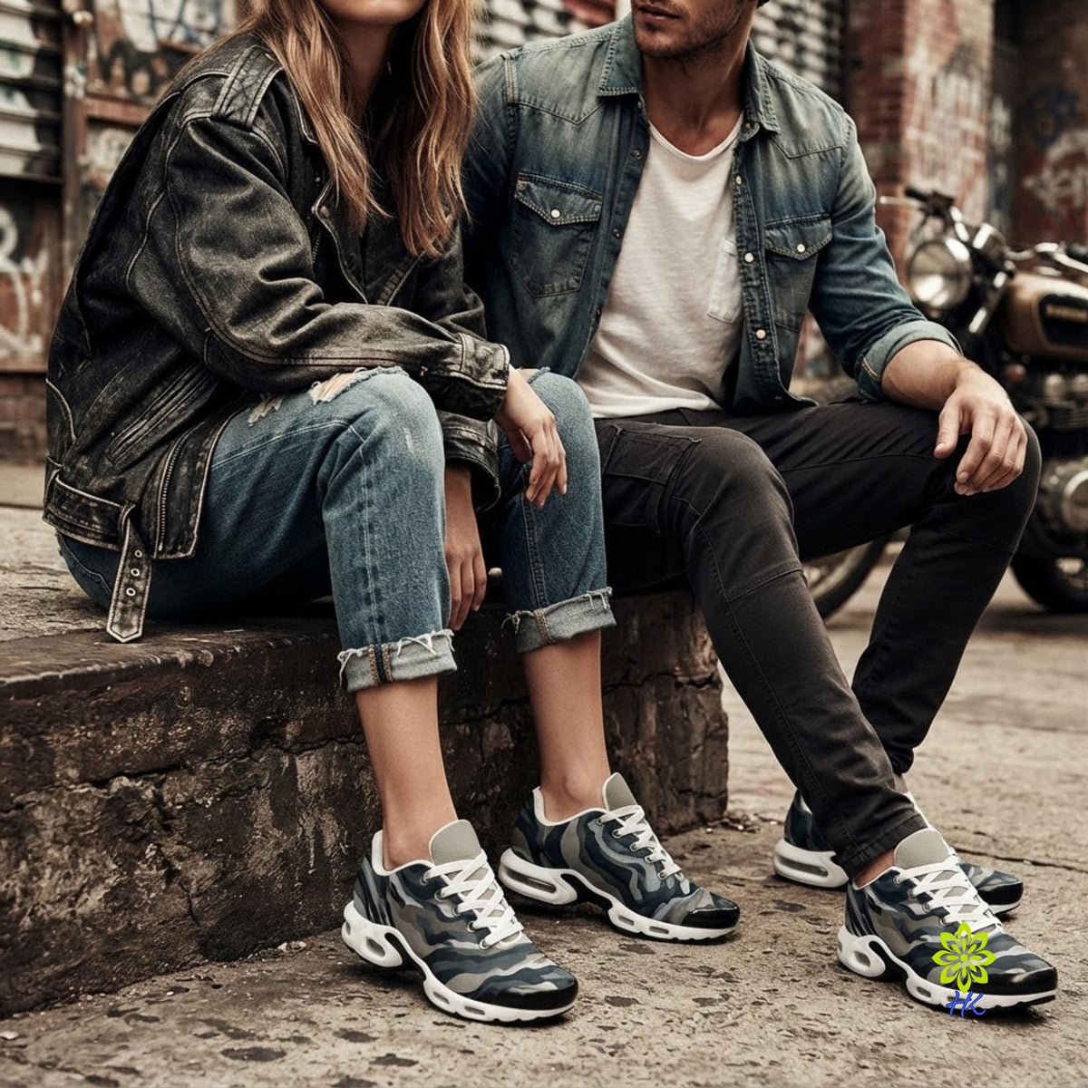 Zapatillas de hombre de malla de punto en camuflaje gris con amortiguación EVA
