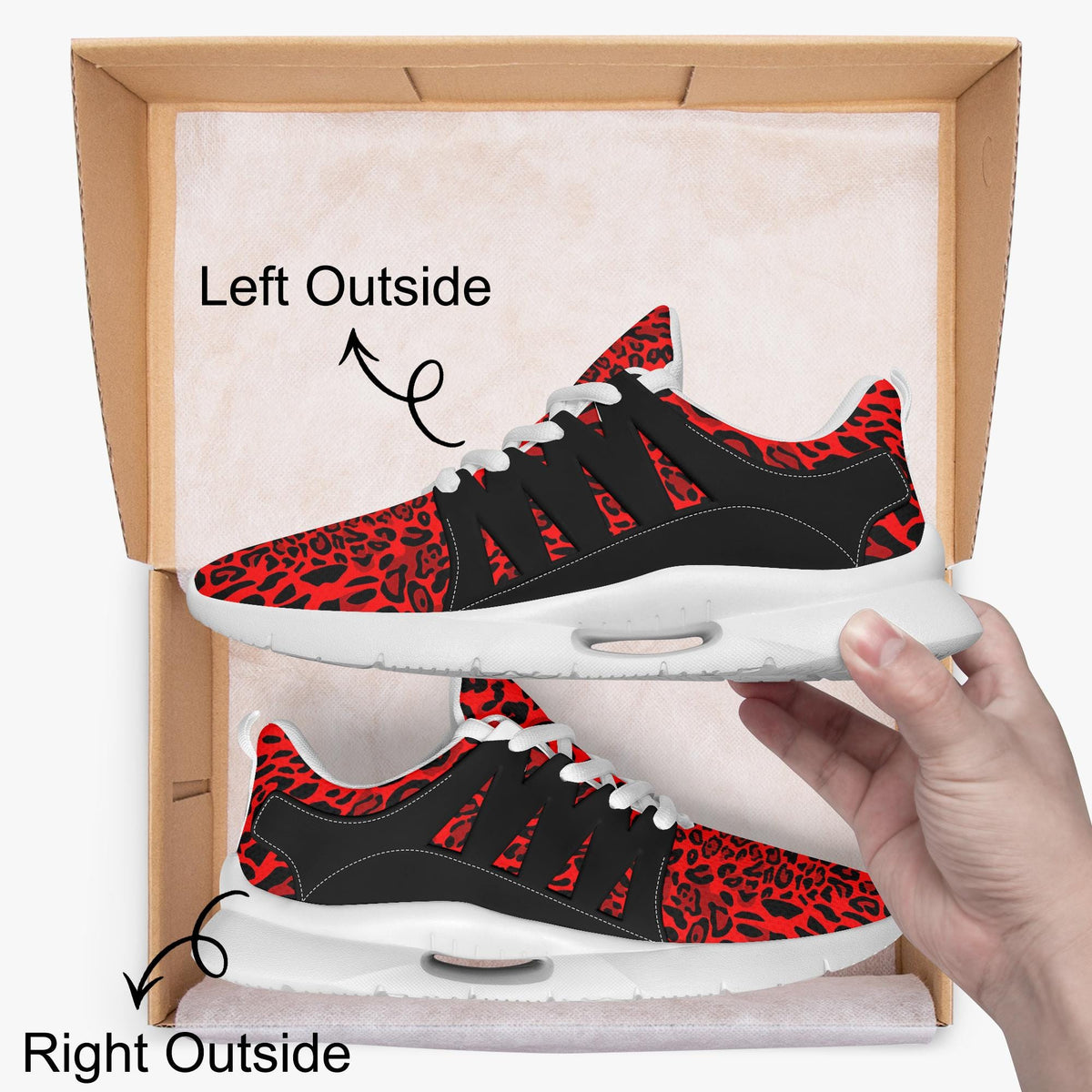 Red Leopard Print Athletic Sneakers – Unisex Chunky Running Style Shoes
