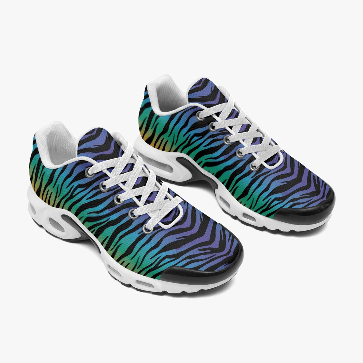 Herrensneaker mit Zebrastreifen und blau-violettem Verlauf