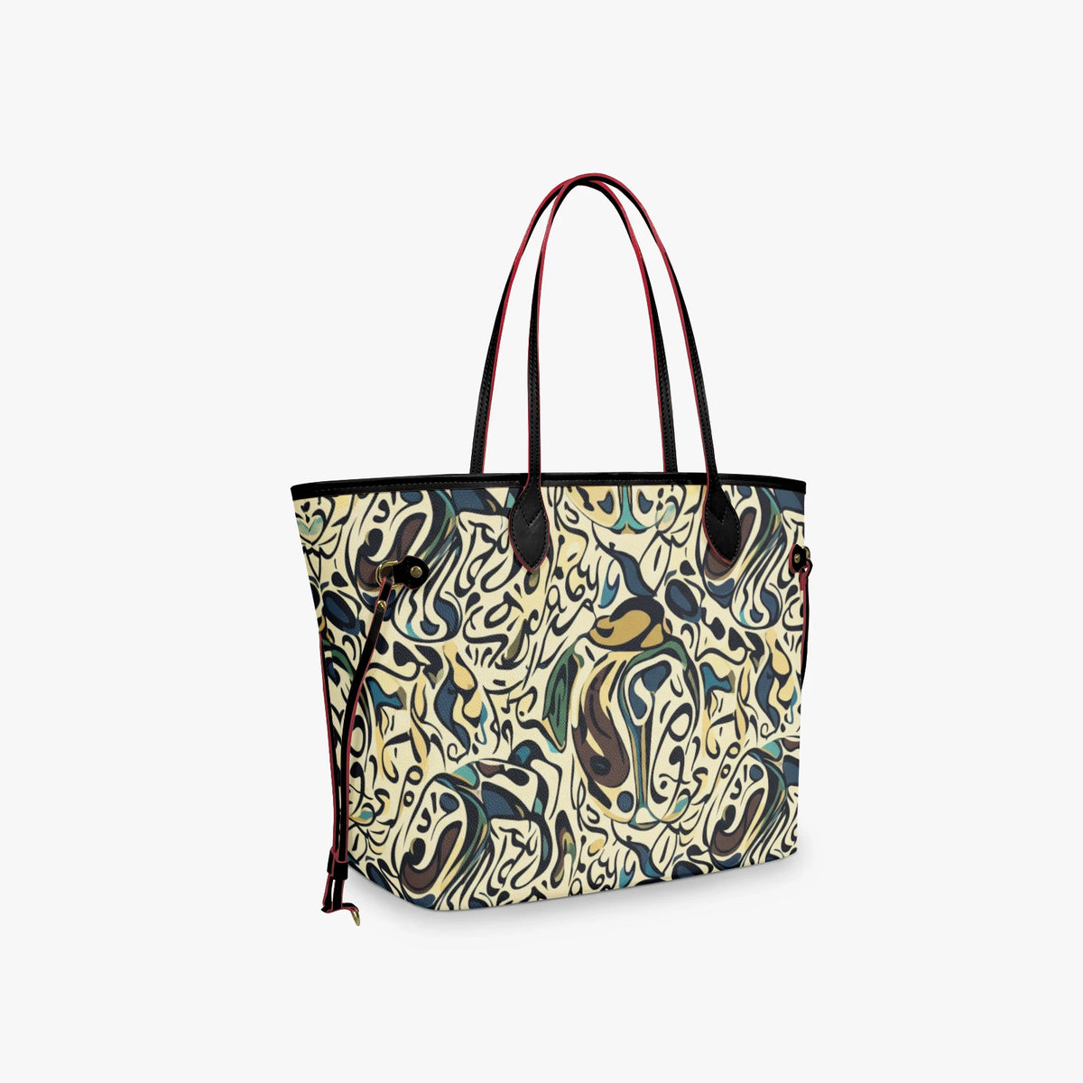 Vooraanzicht van faux leather shopper op een witte achtergrond