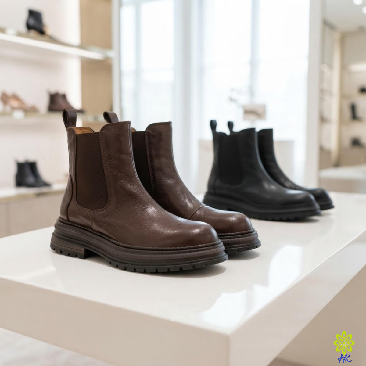 Plateau-Chelsea-Boots für Damen mit Profilsohle und elastischen Seiteneinsätzen