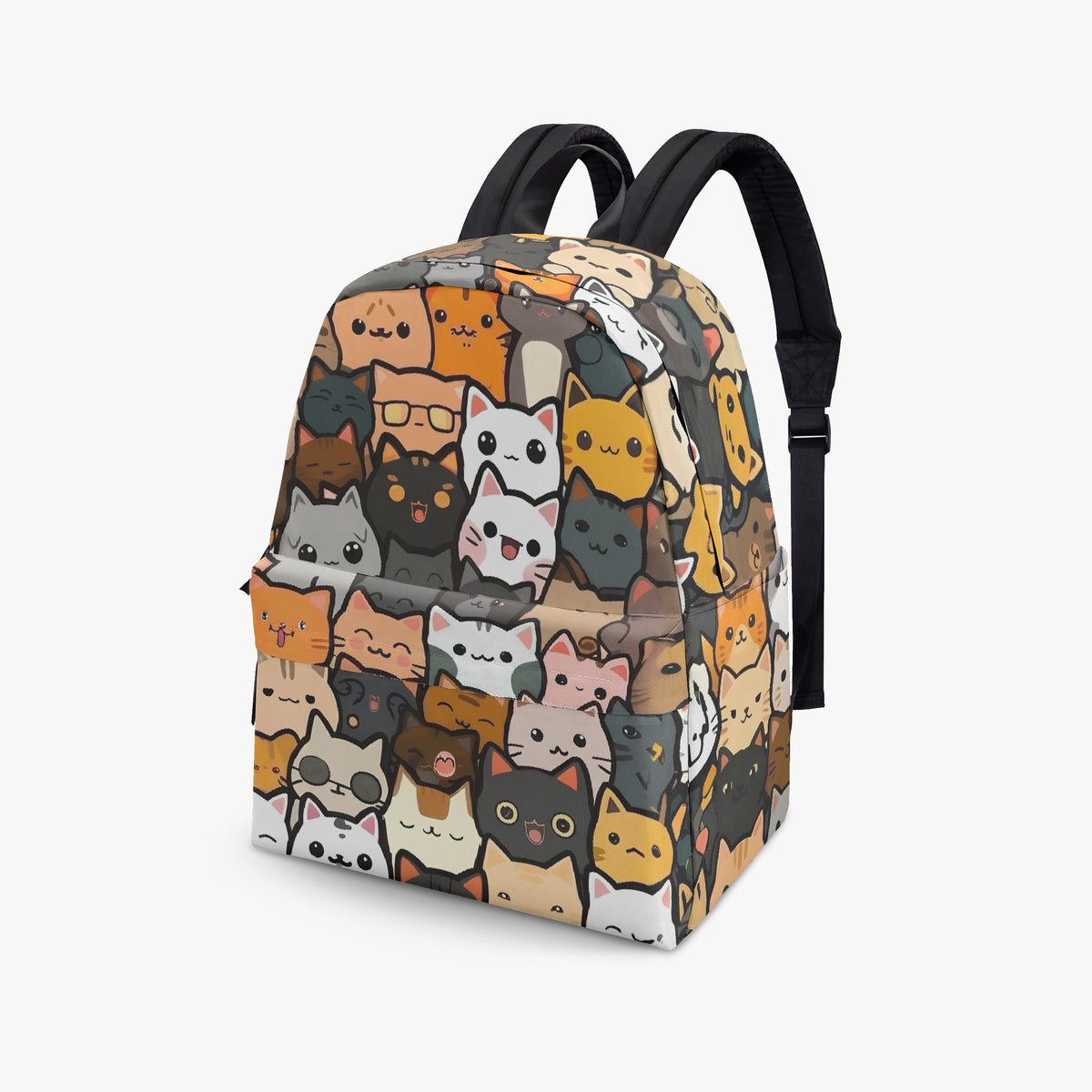 Back panel of cat print backpack showing mesh and padded straps