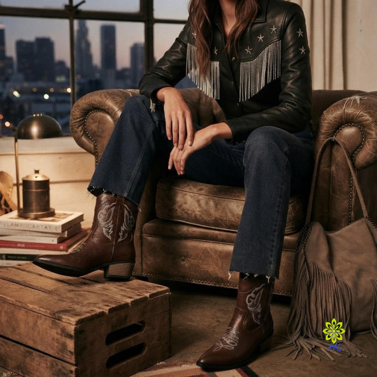 Embroidered Western Cowgirl Boots with Pointed Toe