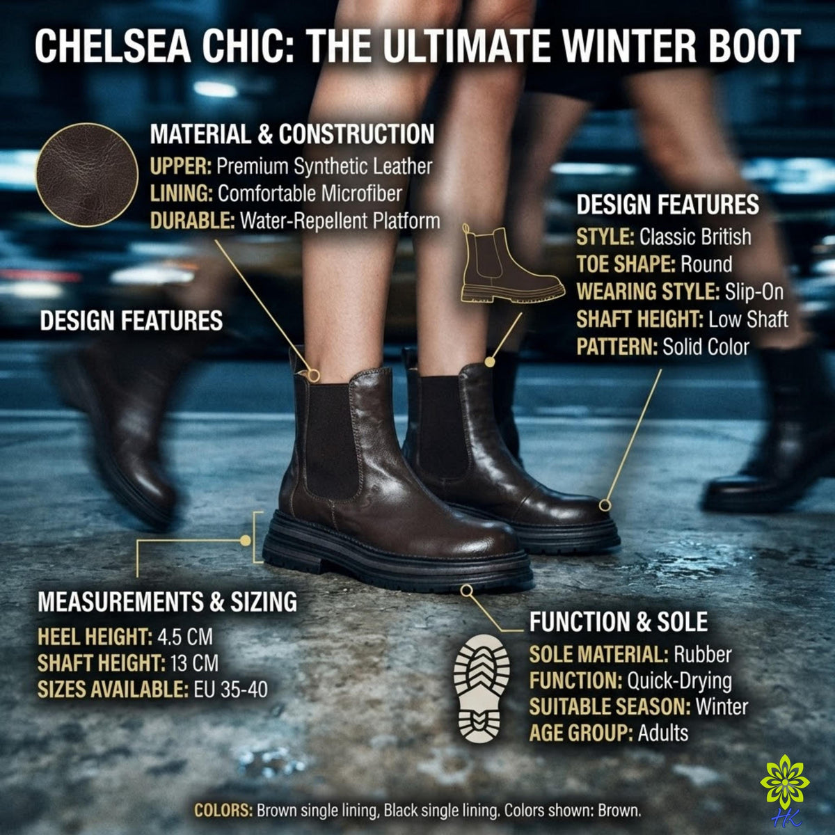 Plateau-Chelsea-Boots für Damen mit Profilsohle und elastischen Seiteneinsätzen