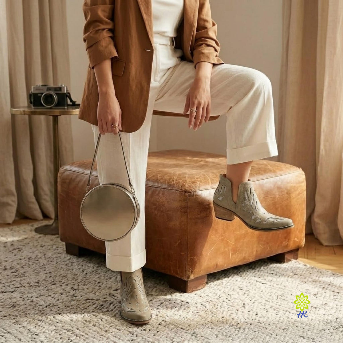 Western Cutout Ankle Boots for Women – Square Toe Chunky Heel