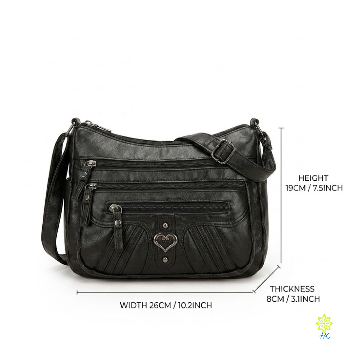 Multi-Pocket-Umhängetasche für Damen, weiches PU-Kunstleder Crossbody