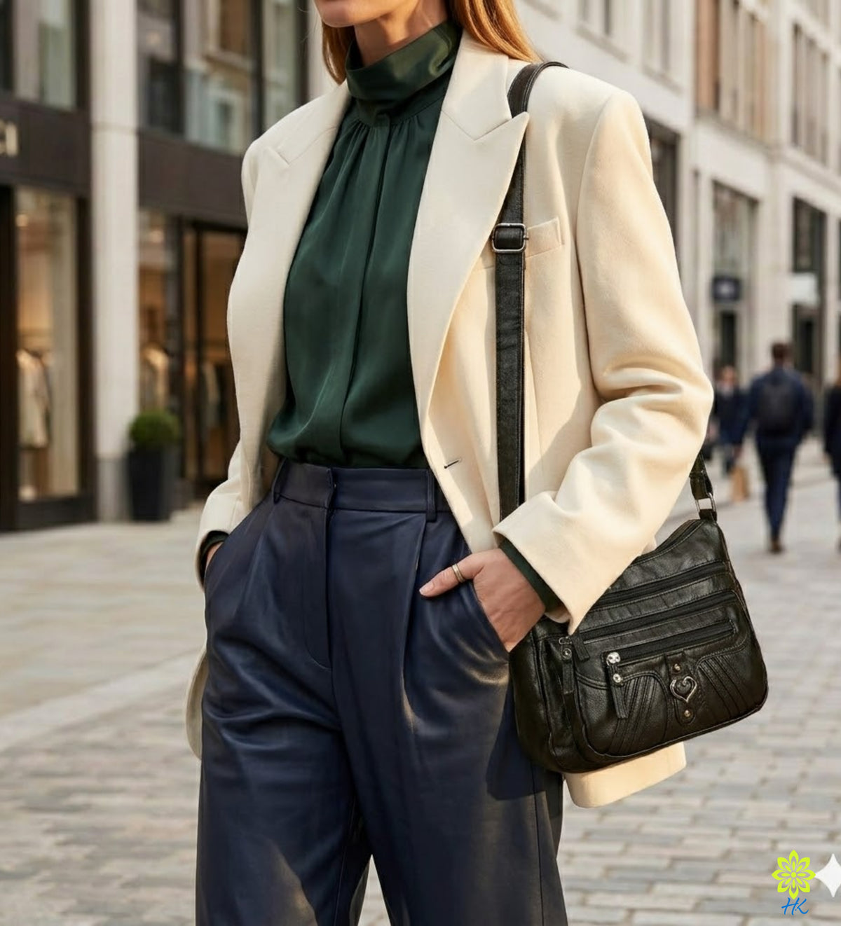 Multi-Pocket-Umhängetasche für Damen, weiches PU-Kunstleder Crossbody