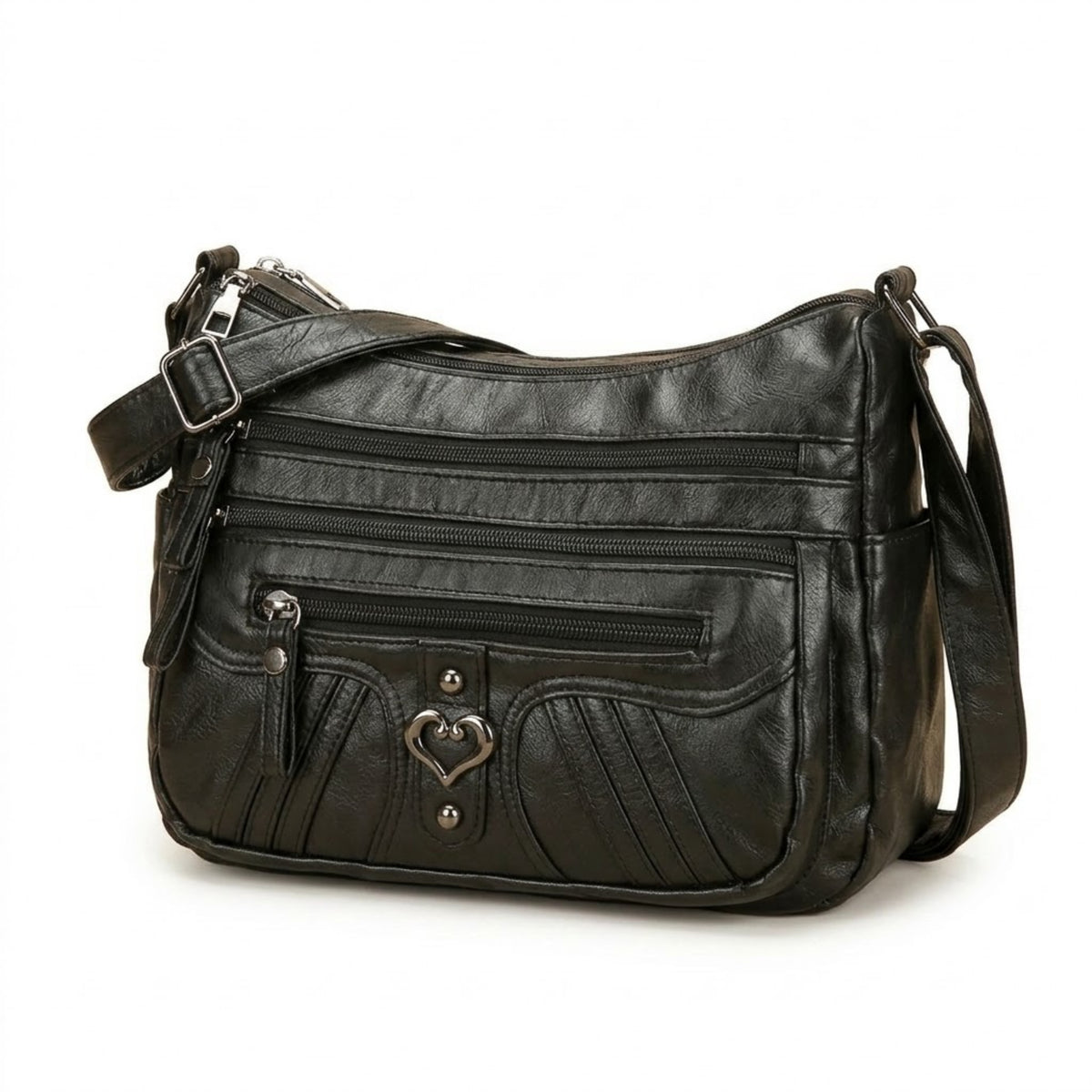 Multi-Pocket-Umhängetasche für Damen, weiches PU-Kunstleder Crossbody