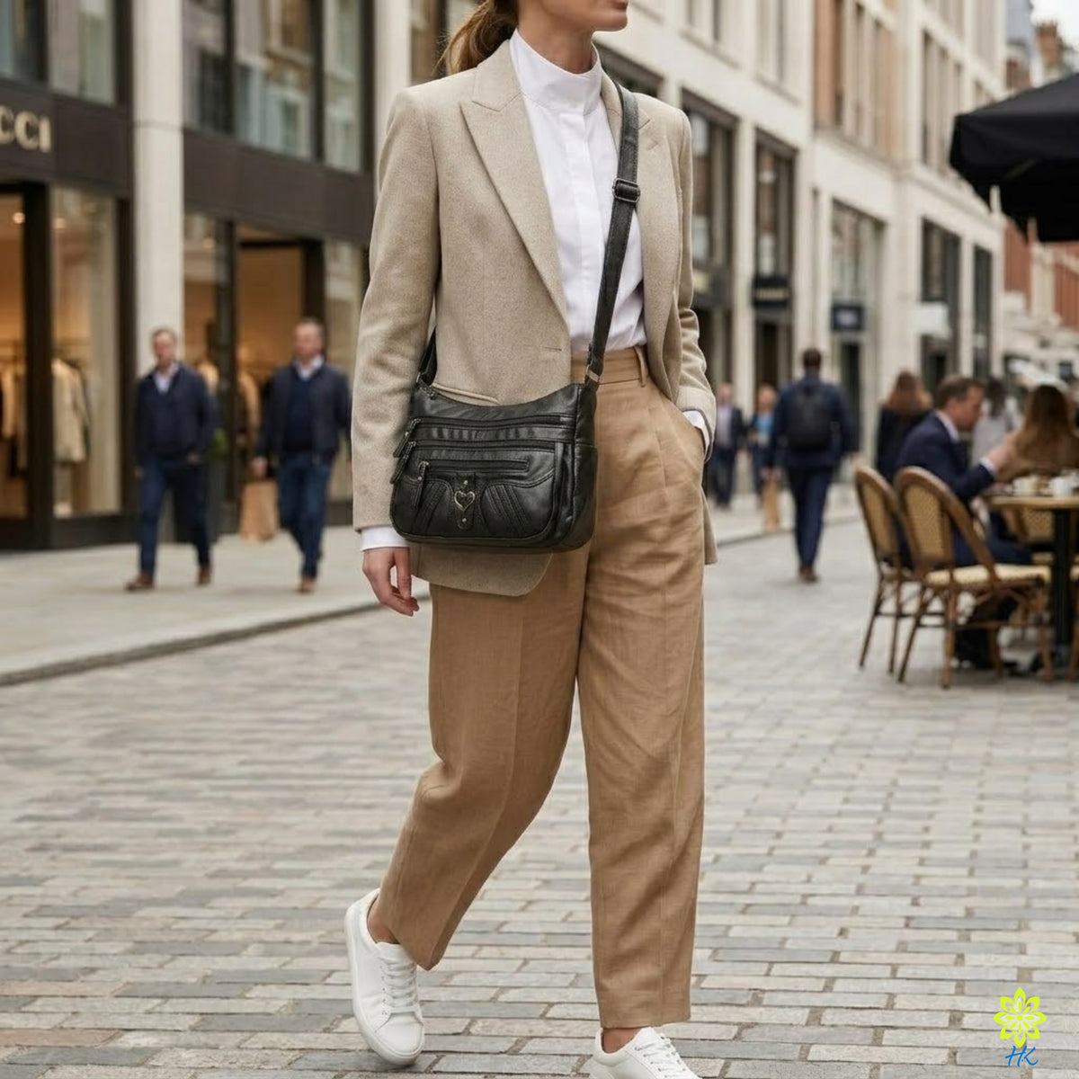 Multi-Pocket-Umhängetasche für Damen, weiches PU-Kunstleder Crossbody