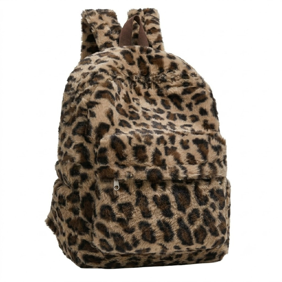 Plüsch-Rucksack mit Leopardenmuster Leichter Tagesrucksack