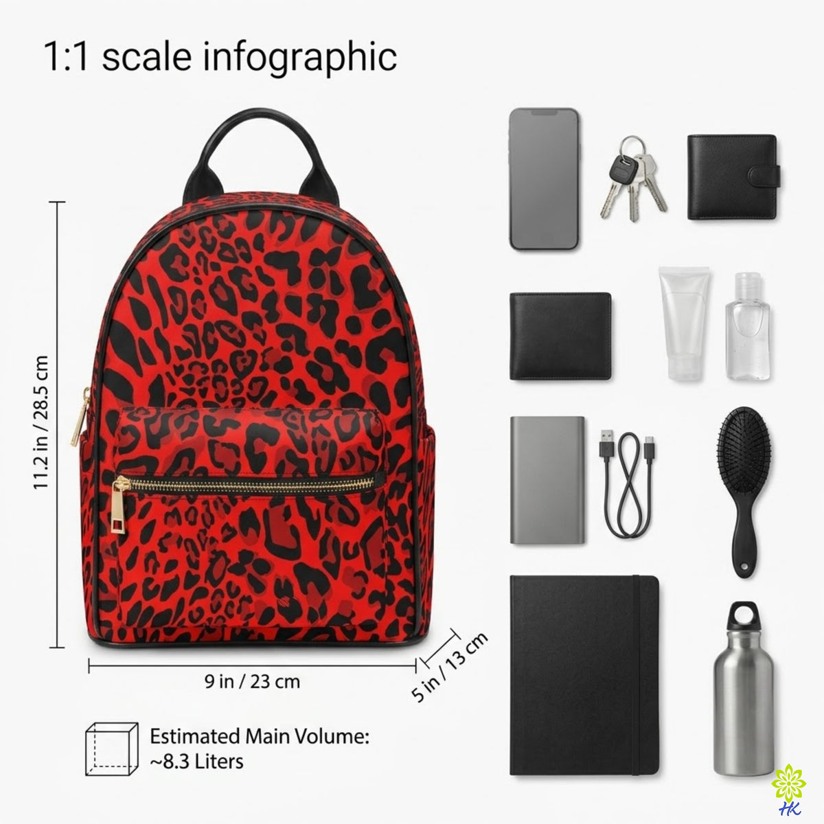 Mini sac à dos en similicuir PU à imprimé léopard rouge