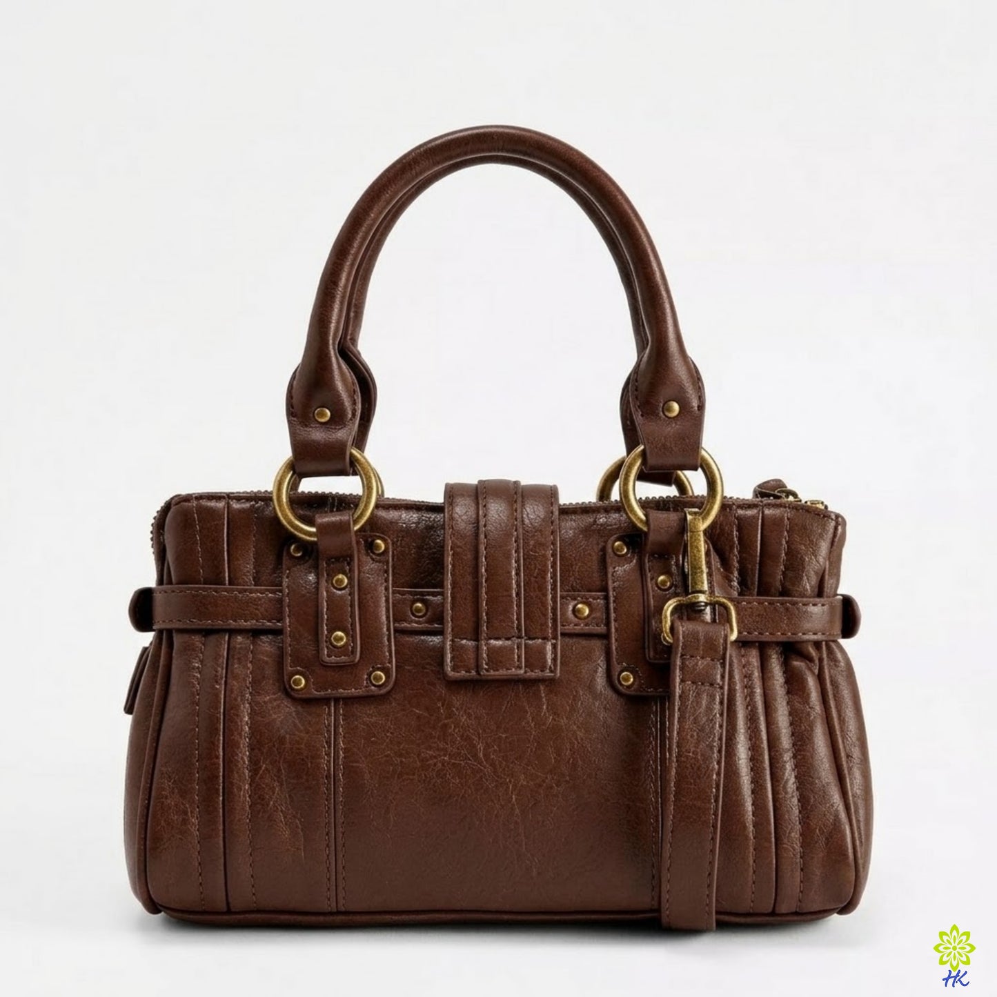 Retro Padlock Satchel Bag – Vintage Faux Leather Crossbody Handbag