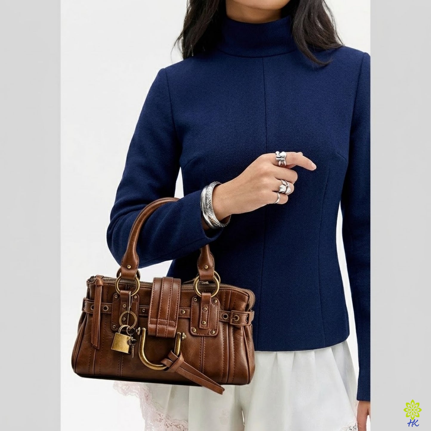 Retro Padlock Satchel Bag – Vintage Faux Leather Crossbody Handbag