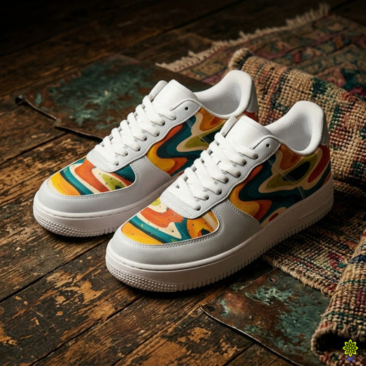 Retro Swirl Sneakers – Unisex Low-Top Lace-Ups