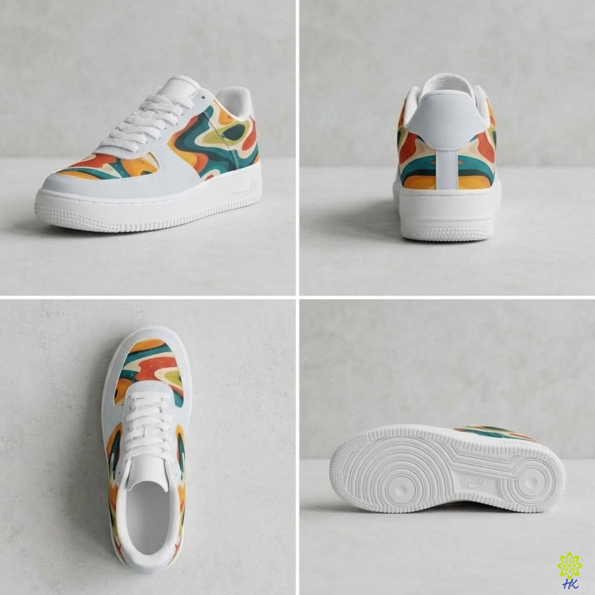Retro Swirl Sneakers – Unisex Low-Top Lace-Ups