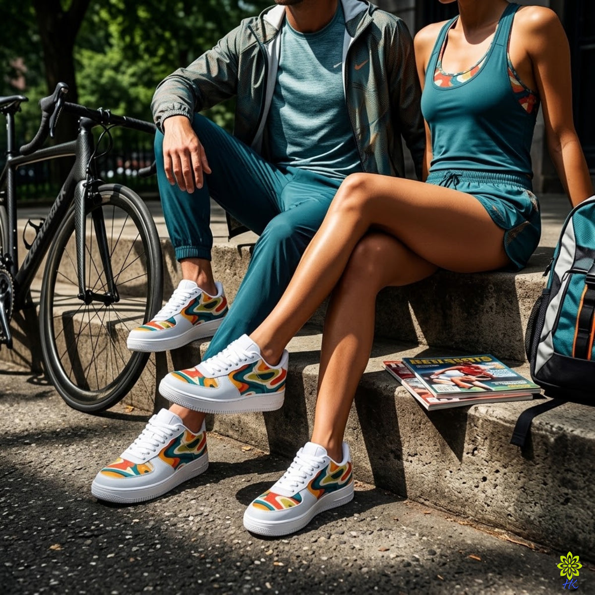 Retro Swirl Sneakers – Unisex Low-Top Lace-Ups