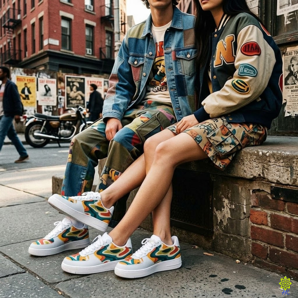 Retro Swirl Sneakers – Unisex Low-Top Lace-Ups