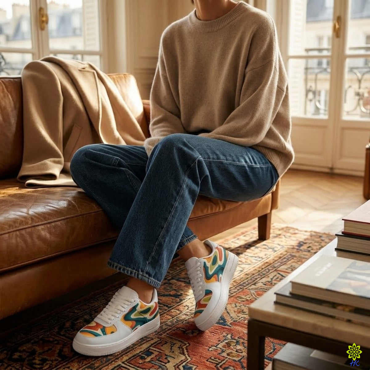Retro Swirl Sneakers – Unisex Low-Top Lace-Ups