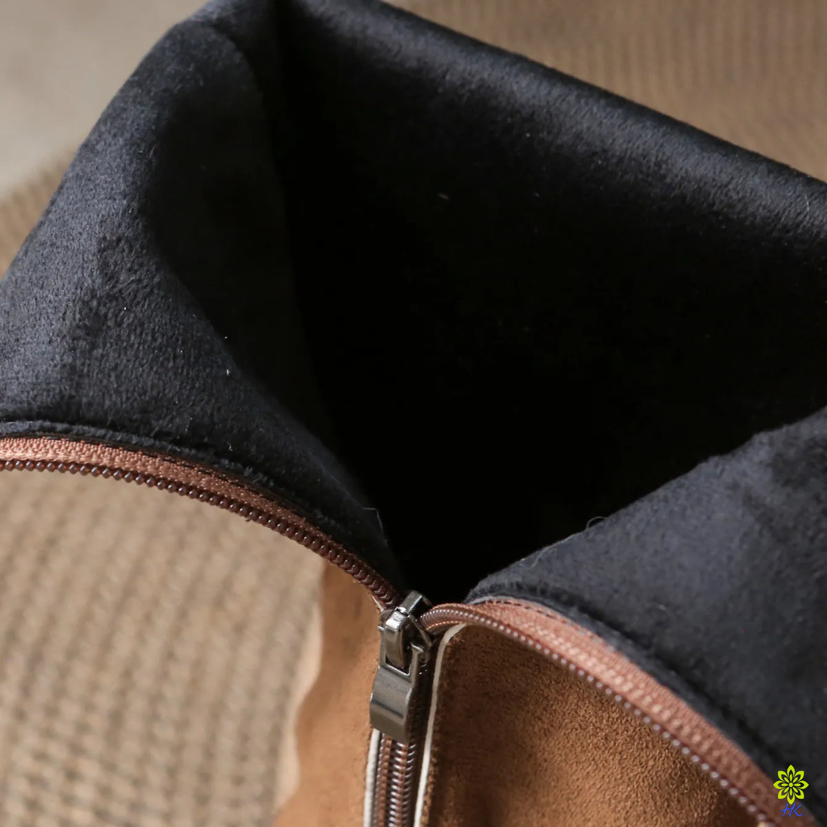 Women’s Suede Tall Boots with Side Zip and Low Block Heel
