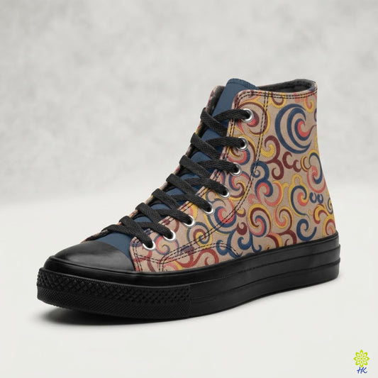 Zapatillas altas de lona para hombre y mujer con estampado abstracto de remolinos
