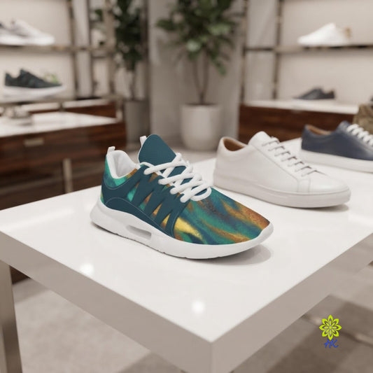 Zapatillas deportivas verde azulado con estampado abstracto y suela Phylon, Hombre y Mujer
