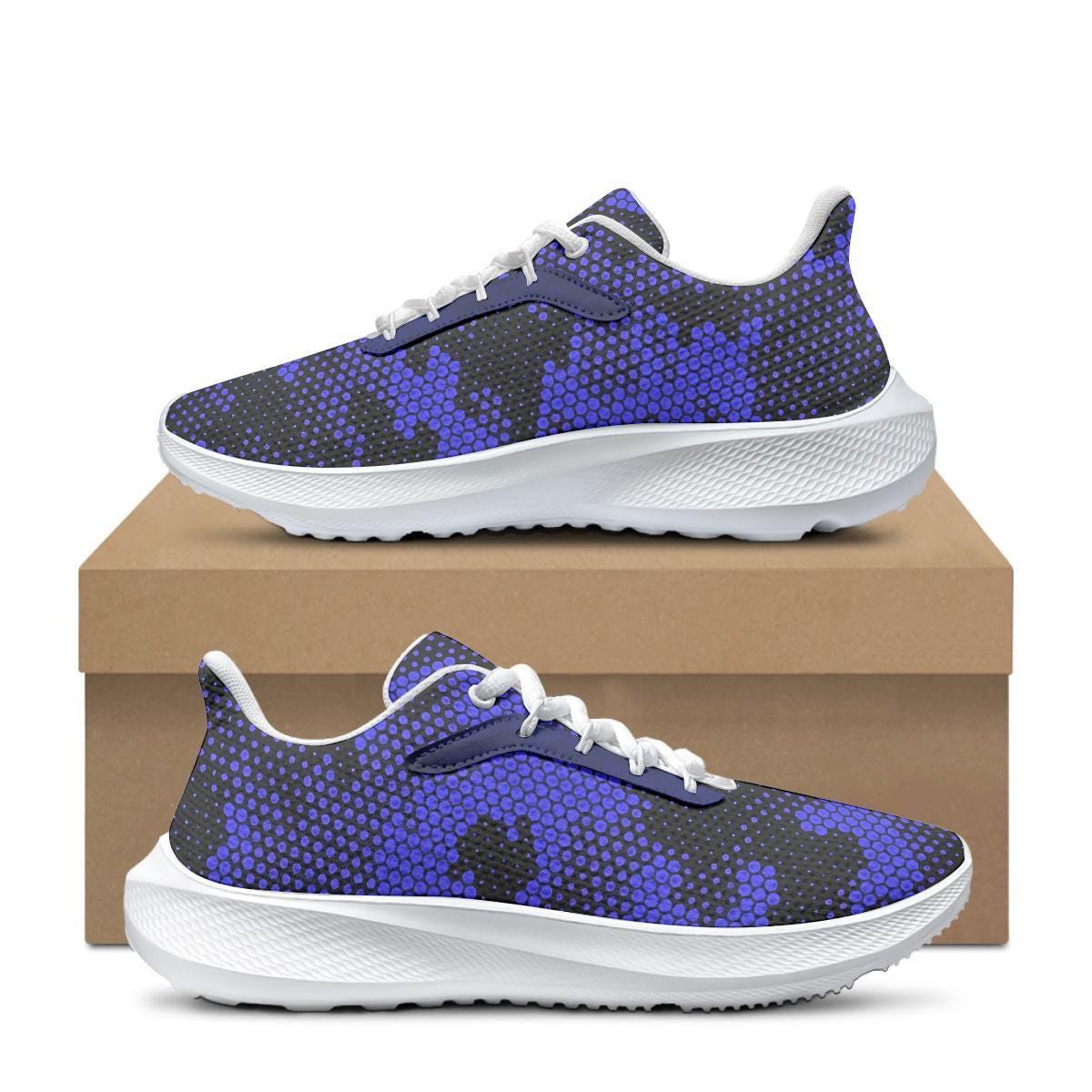 Blue Pixel Camo Unisex Low-Top Running Sneakers