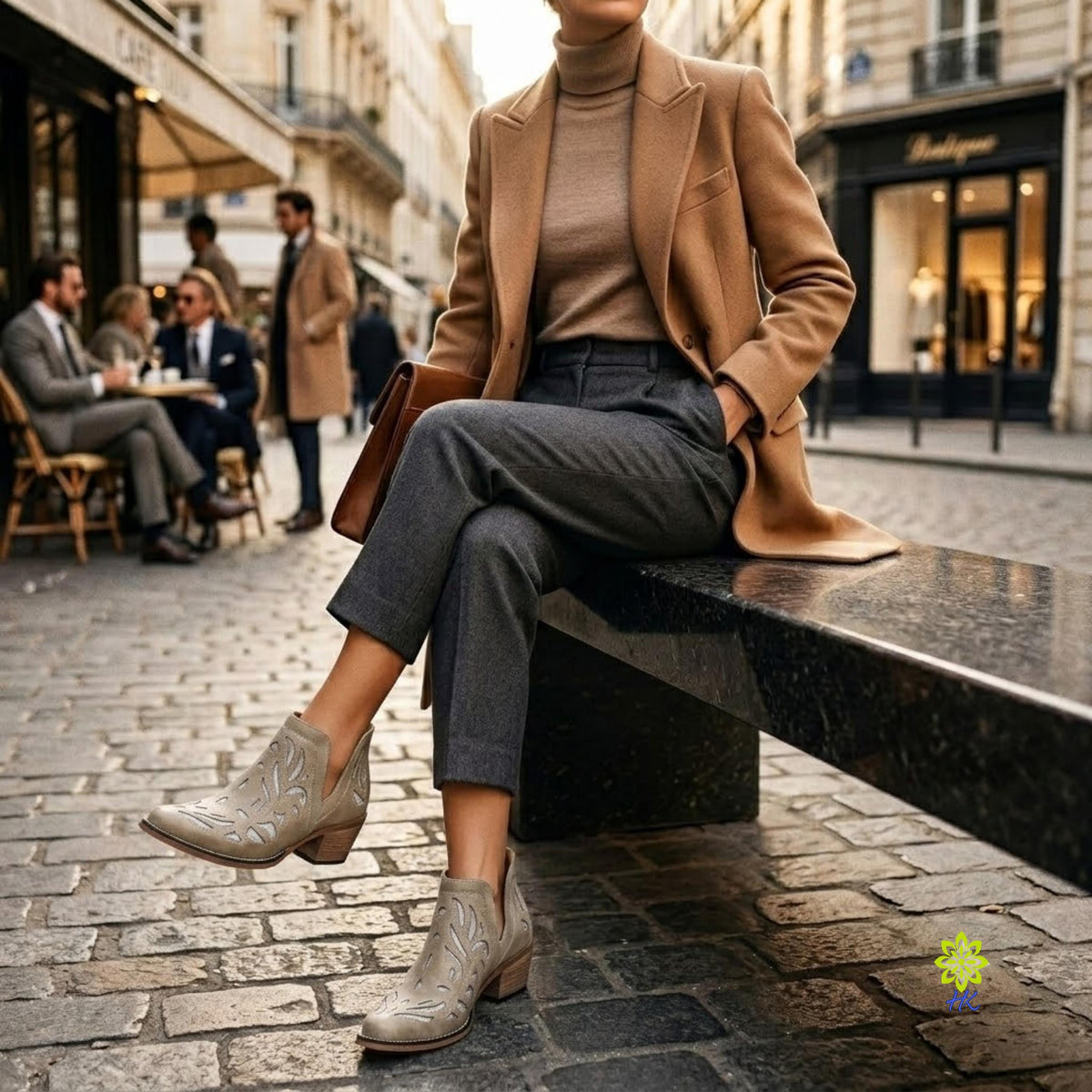 Western Cutout Ankle Boots for Women – Square Toe Chunky Heel