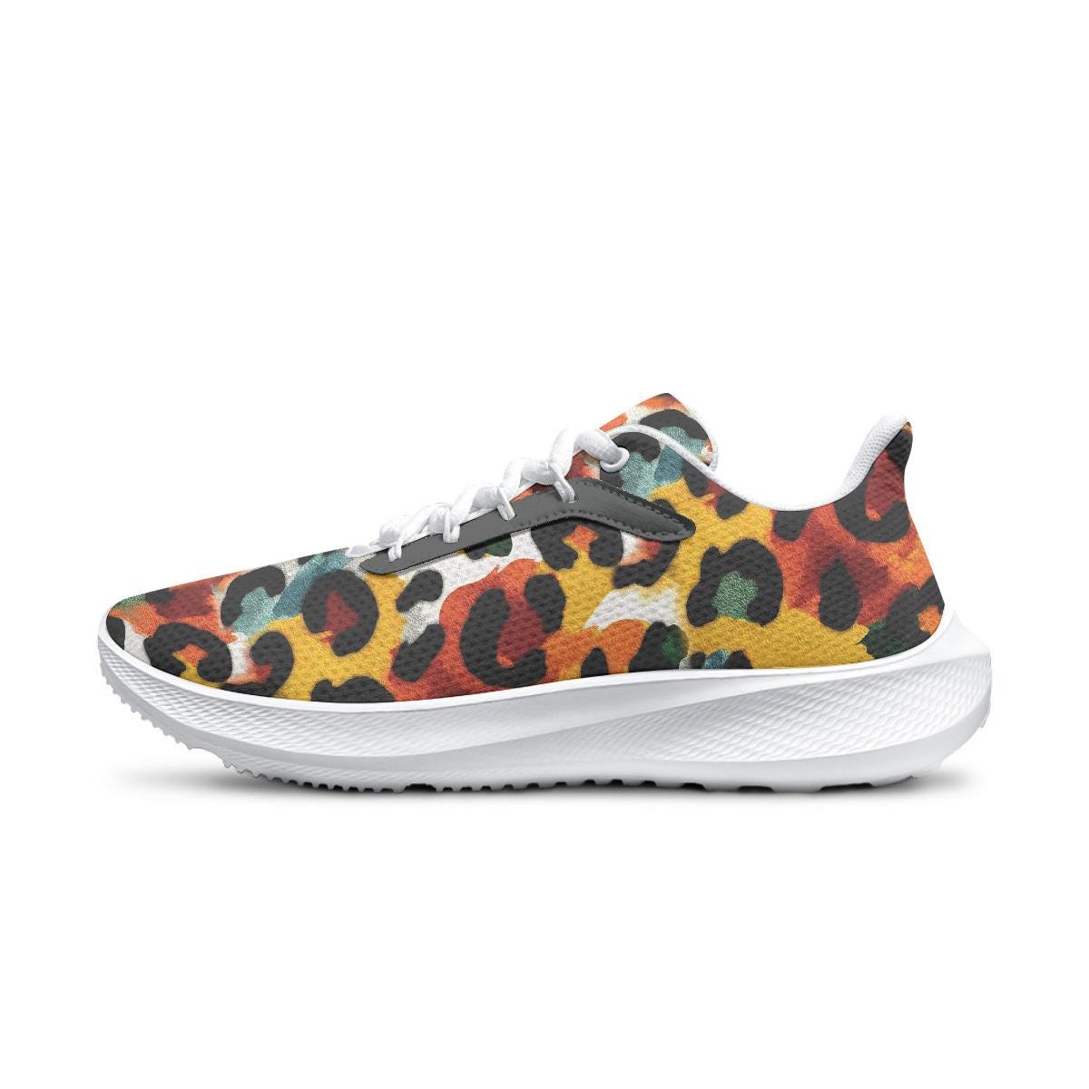 Leopardenmuster Sneaker, Unisex Multicolor Schnürschuhe Laufschuhe