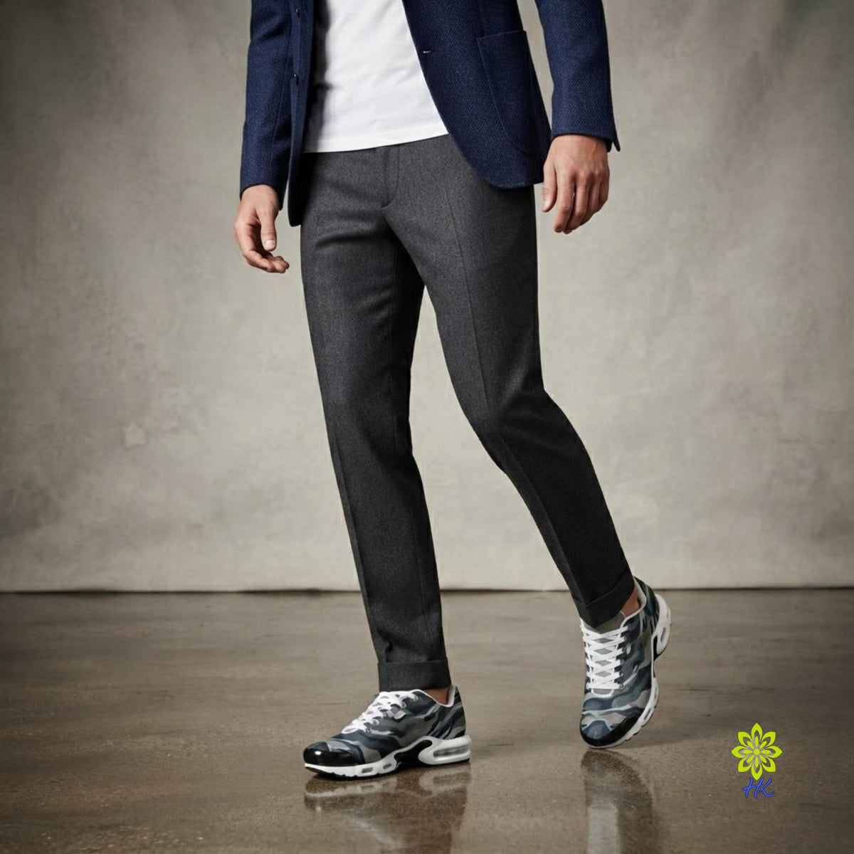 Zapatillas de hombre de malla de punto en camuflaje gris con amortiguación EVA