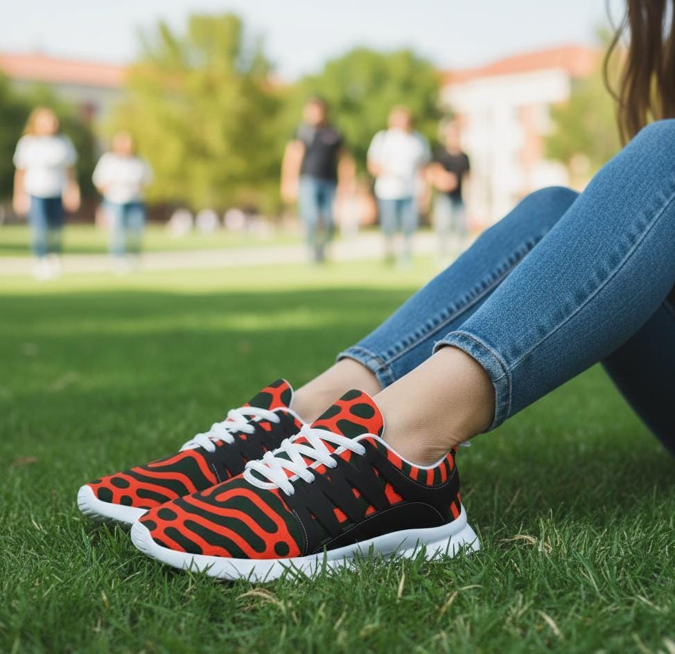 Psychedelic Print Sneakers - Wavy Graphic Lace-Up Casual Shoes