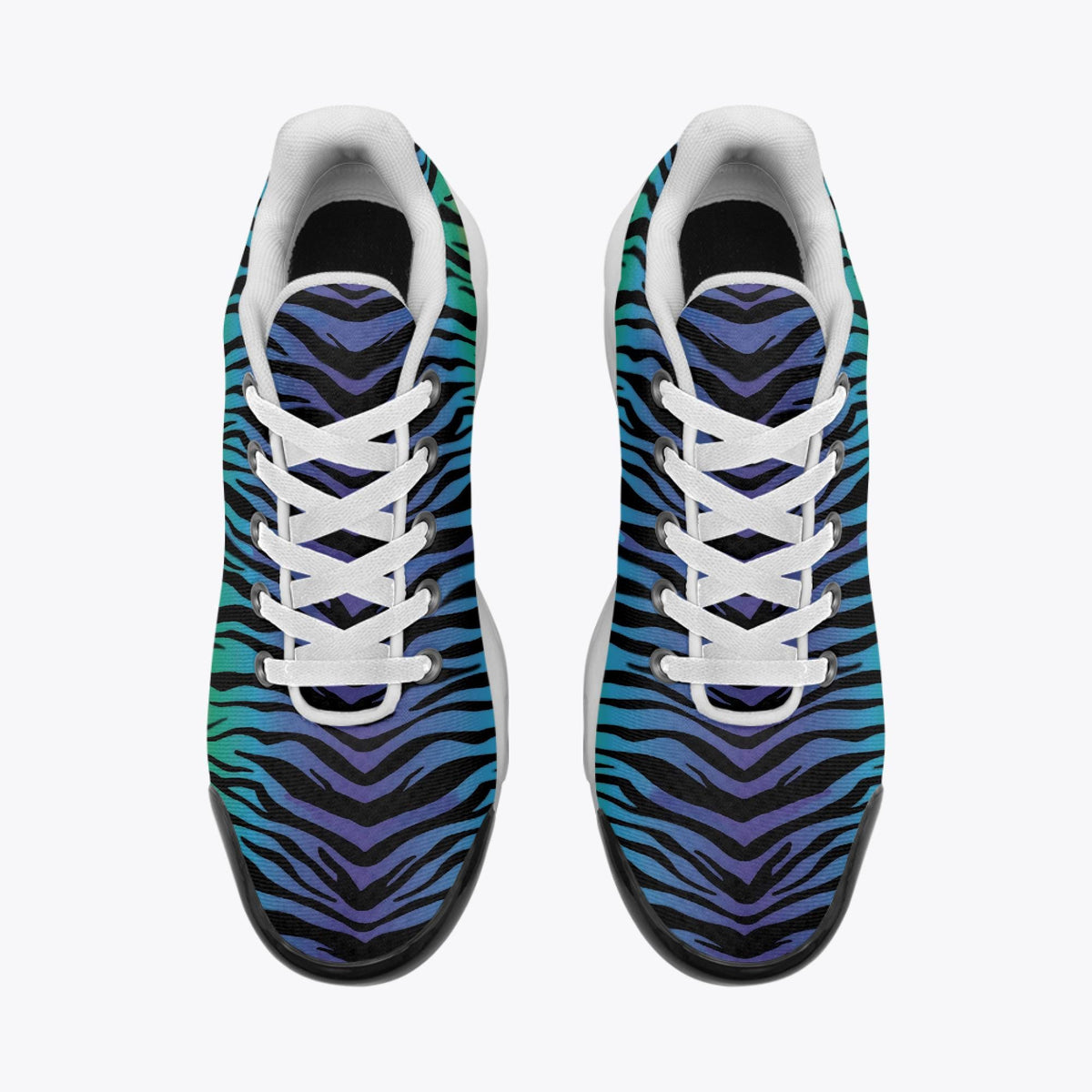 Herrensneaker mit Zebrastreifen und blau-violettem Verlauf