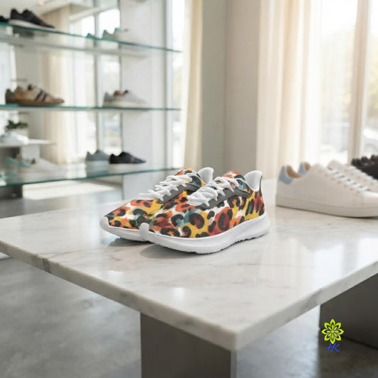 Sneakers Leopardate, Unisex Multicolor Running con Lacci