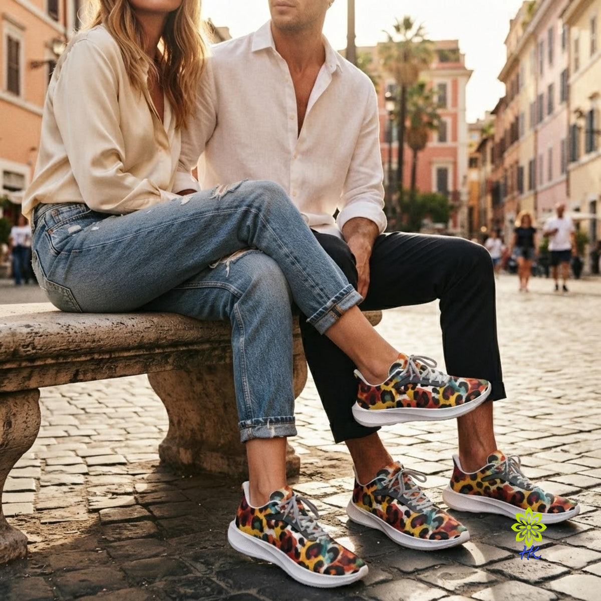 Leopardenmuster Sneaker, Unisex Multicolor Schnürschuhe Laufschuhe
