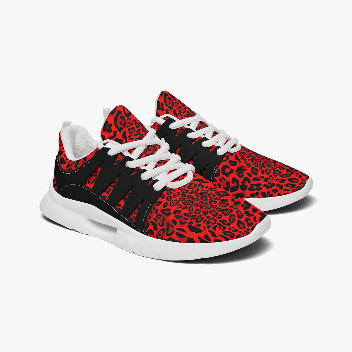 Red Leopard Print Athletic Sneakers – Unisex Chunky Running Style Shoes