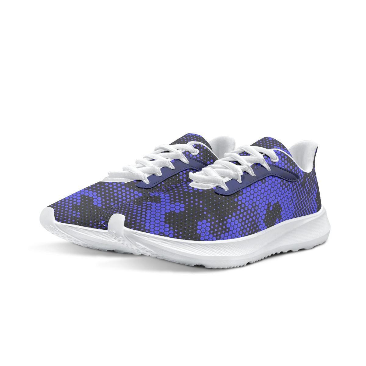 Blue Pixel Camo Unisex Low-Top Running Sneakers